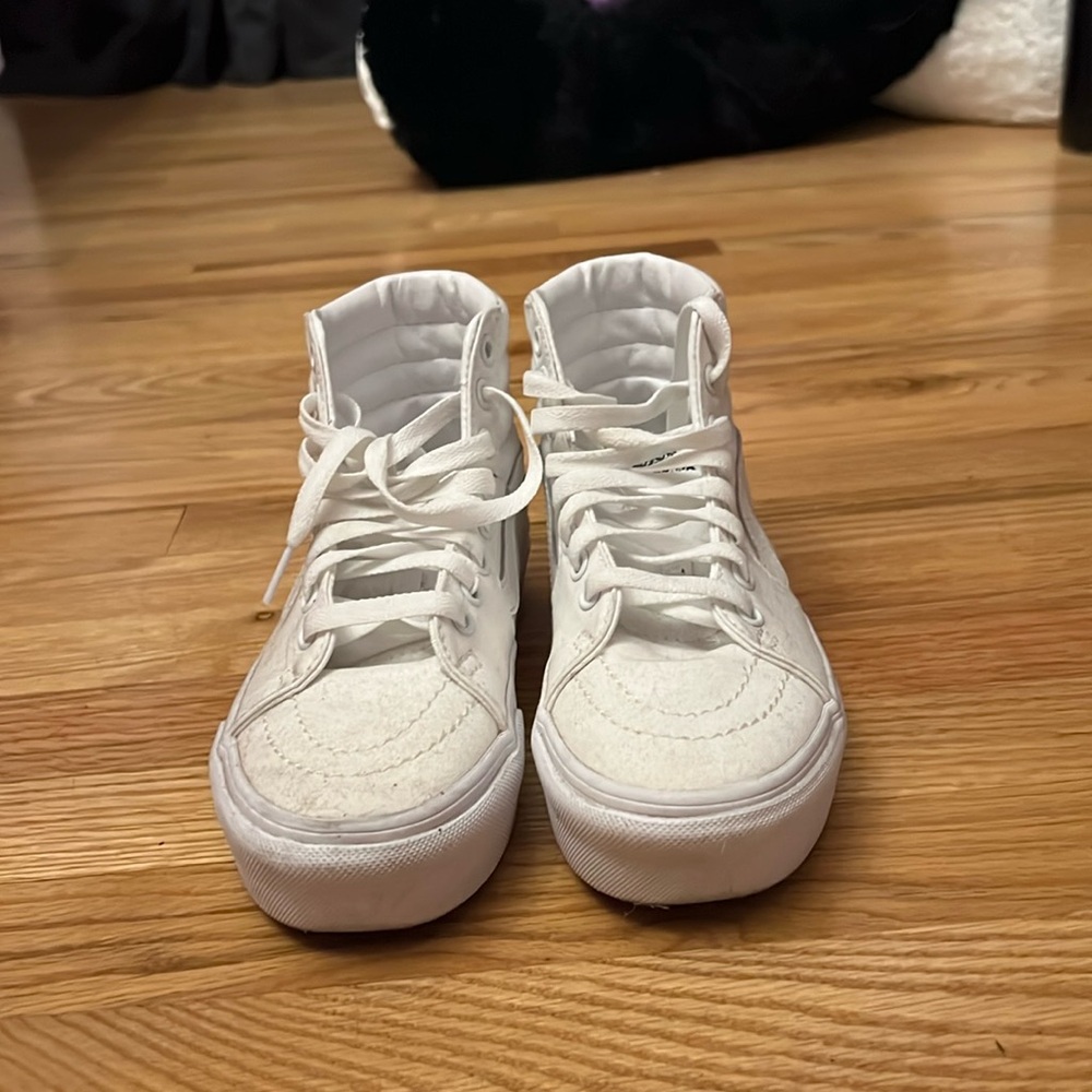High-Top Platform White Vans